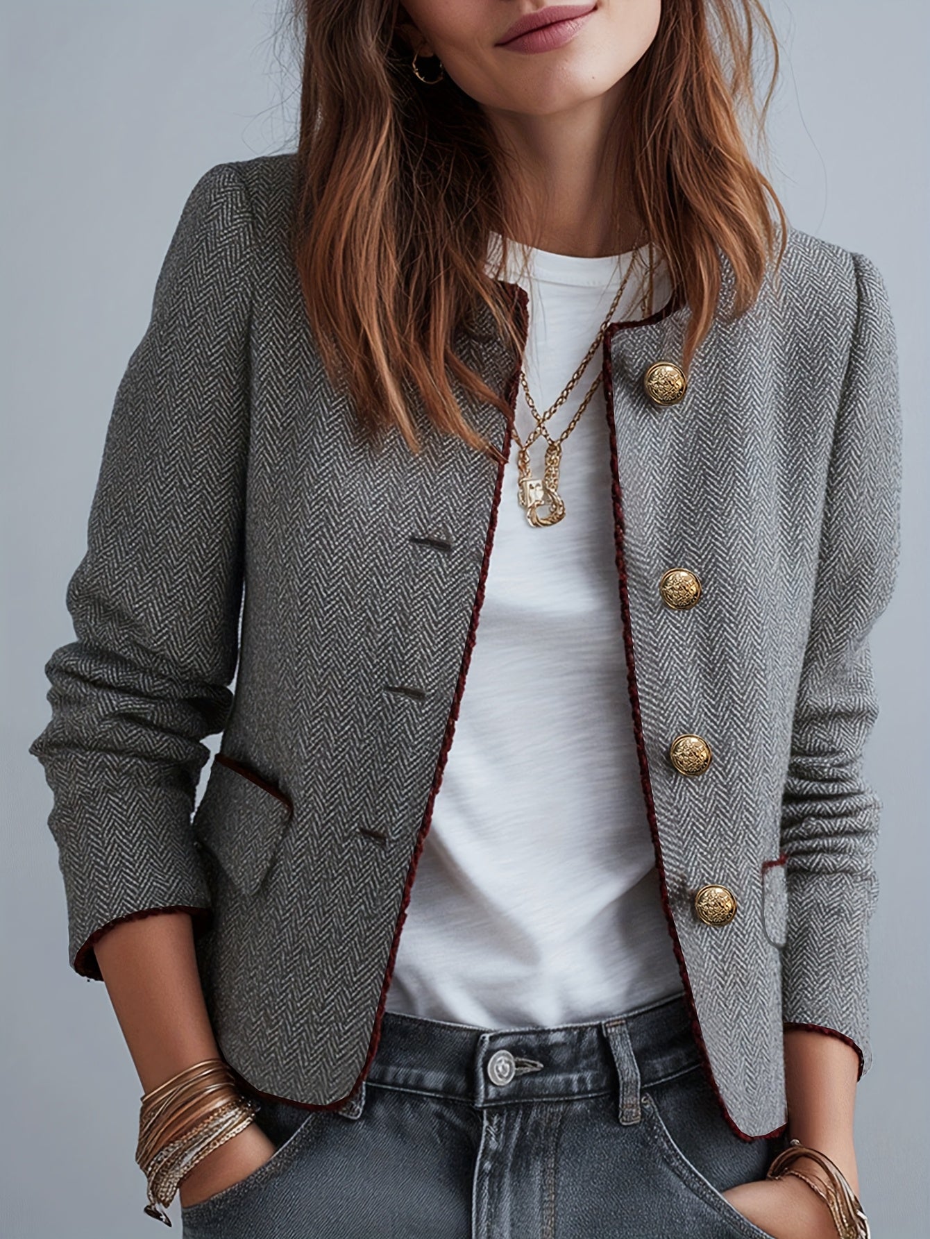 Beatrix | Heritage Style Gold Button Blazer