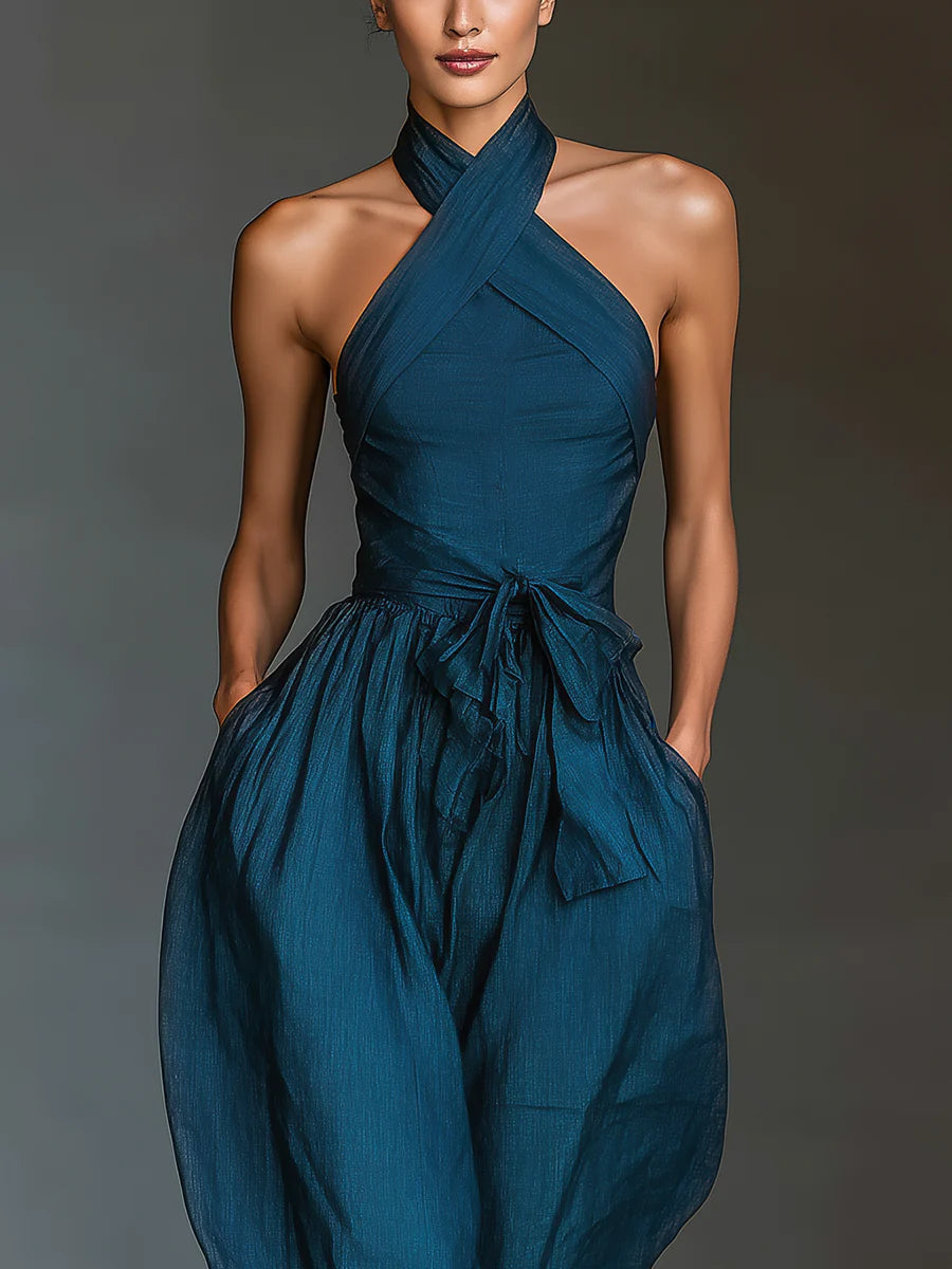 Lunetta | Elegant Cross-Halter Jumpsuit