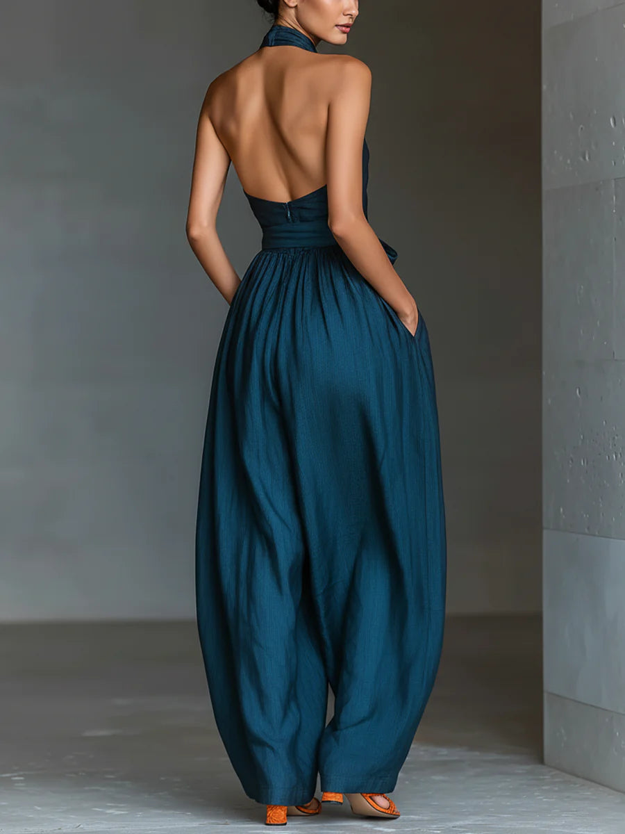 Lunetta | Elegant Cross-Halter Jumpsuit