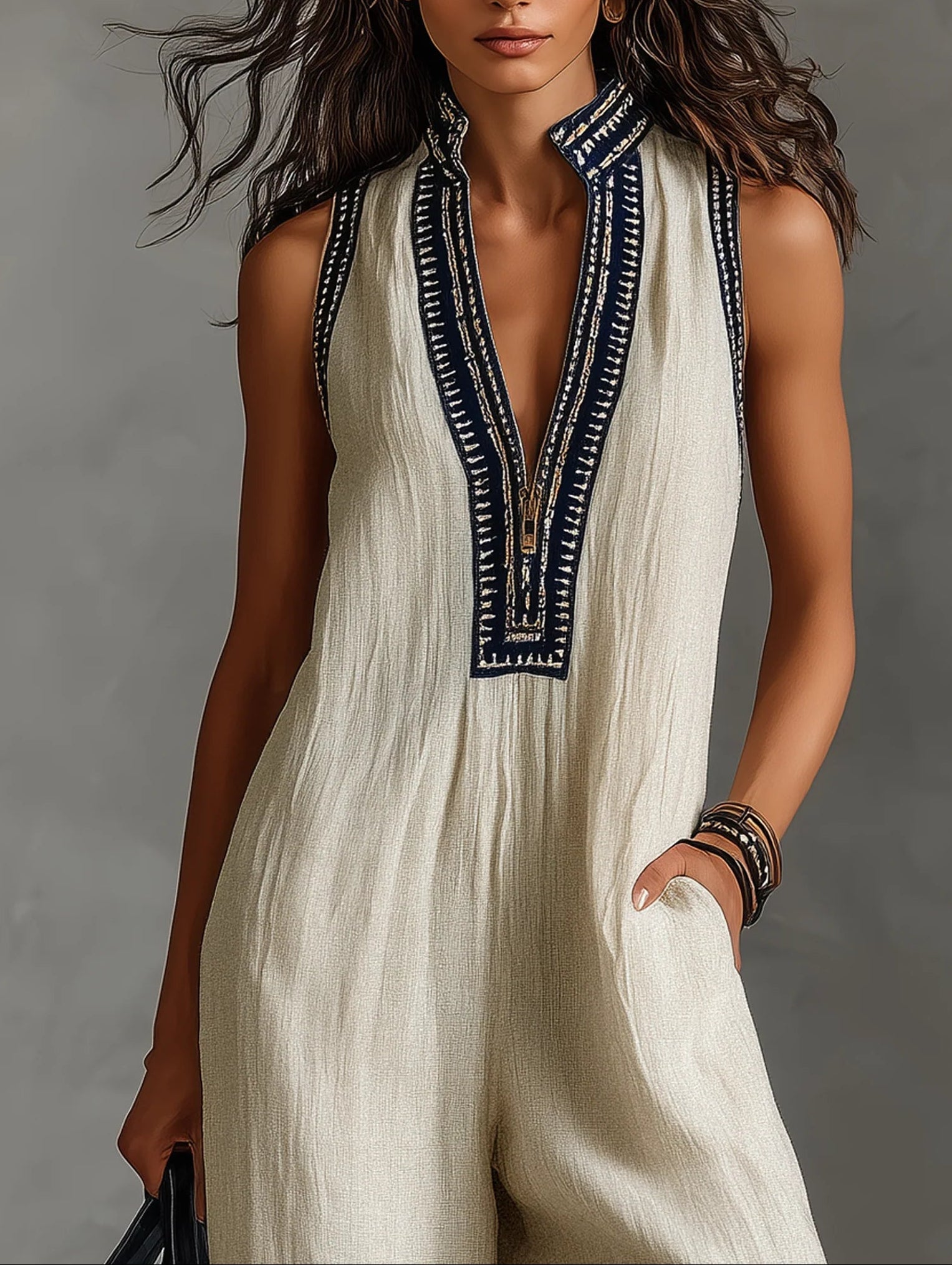 Maravelle | Elegant Sleeveless Linen Jumpsuit