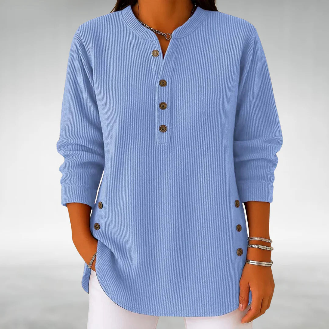 Lilian™ Retro Corduroy V-Neck Top