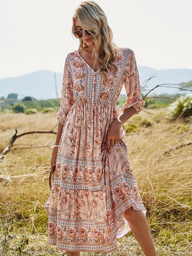 Blossom | Floral Boho Midi Dress