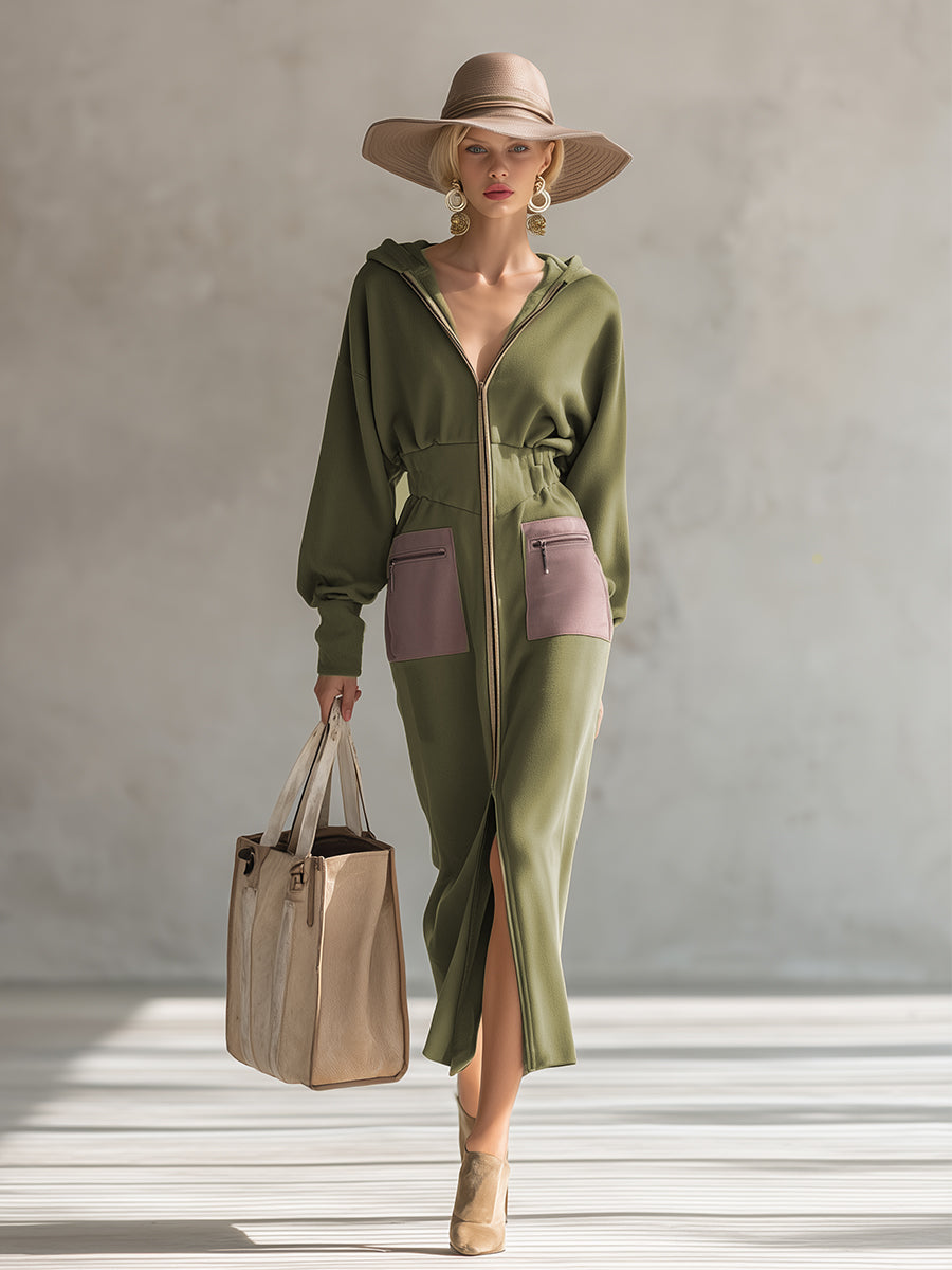 Jade | Hooded Zip-Up Maxi Dress