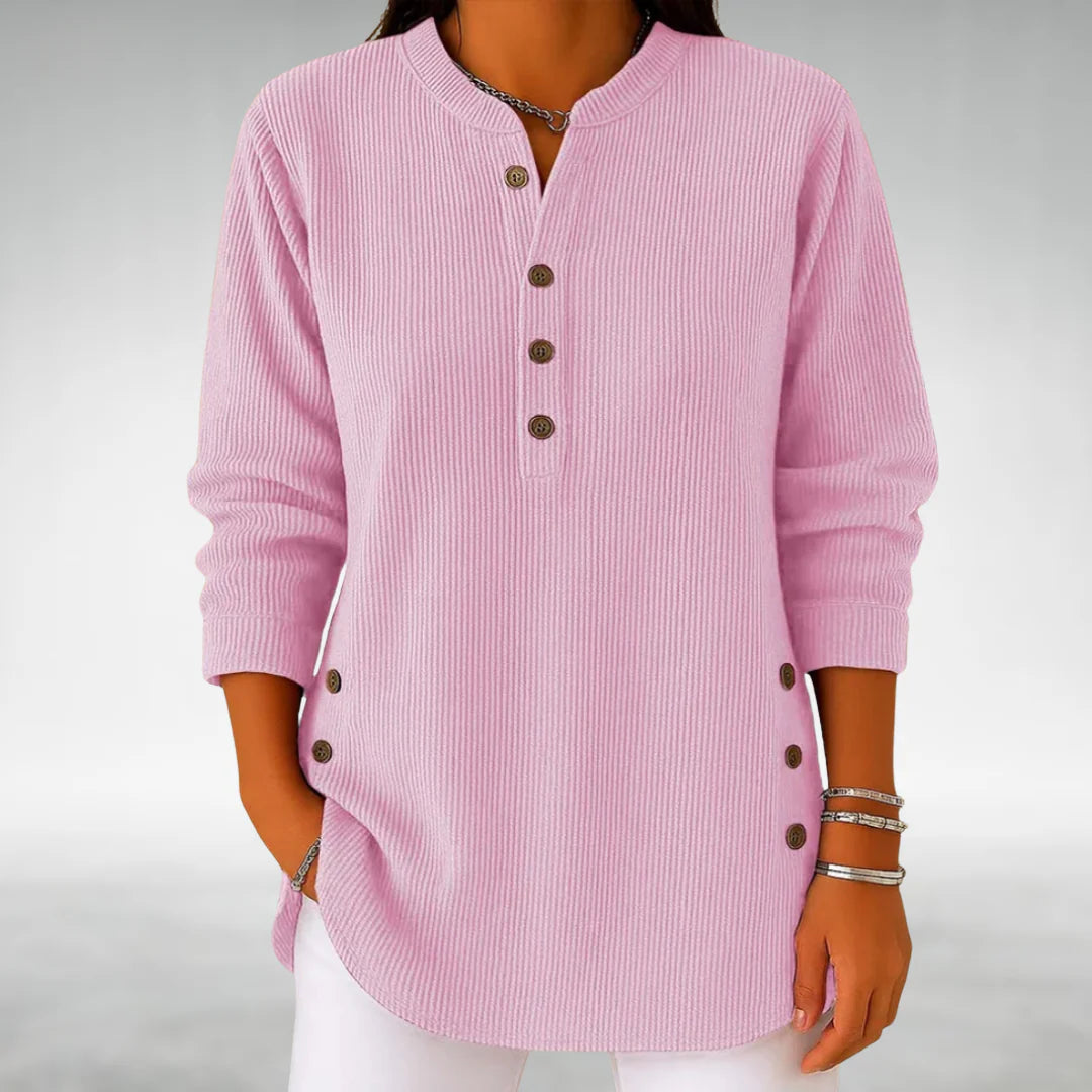 Lilian™ Retro Corduroy V-Neck Top