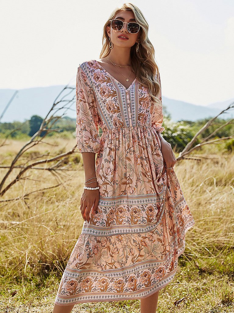 Blossom | Floral Boho Midi Dress