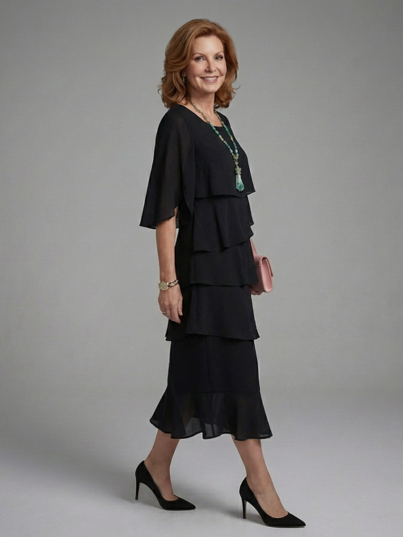 Waverly | Midi Dress with Layered Sleeves