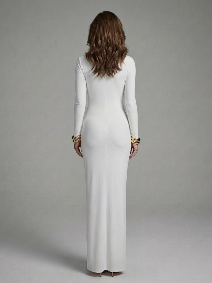 Velinda |  High Neck and Long Sleeves  Maxi Dress