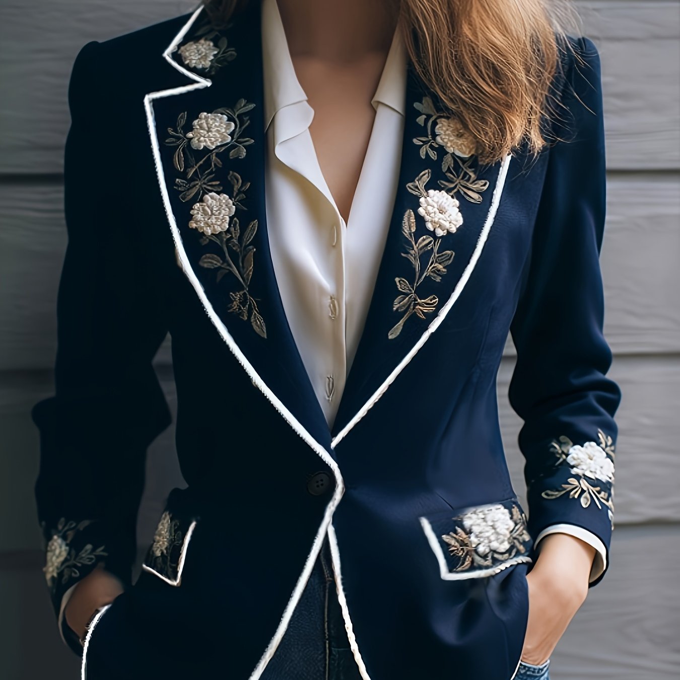 Aspen | Royal Navy Embroidered Blazer