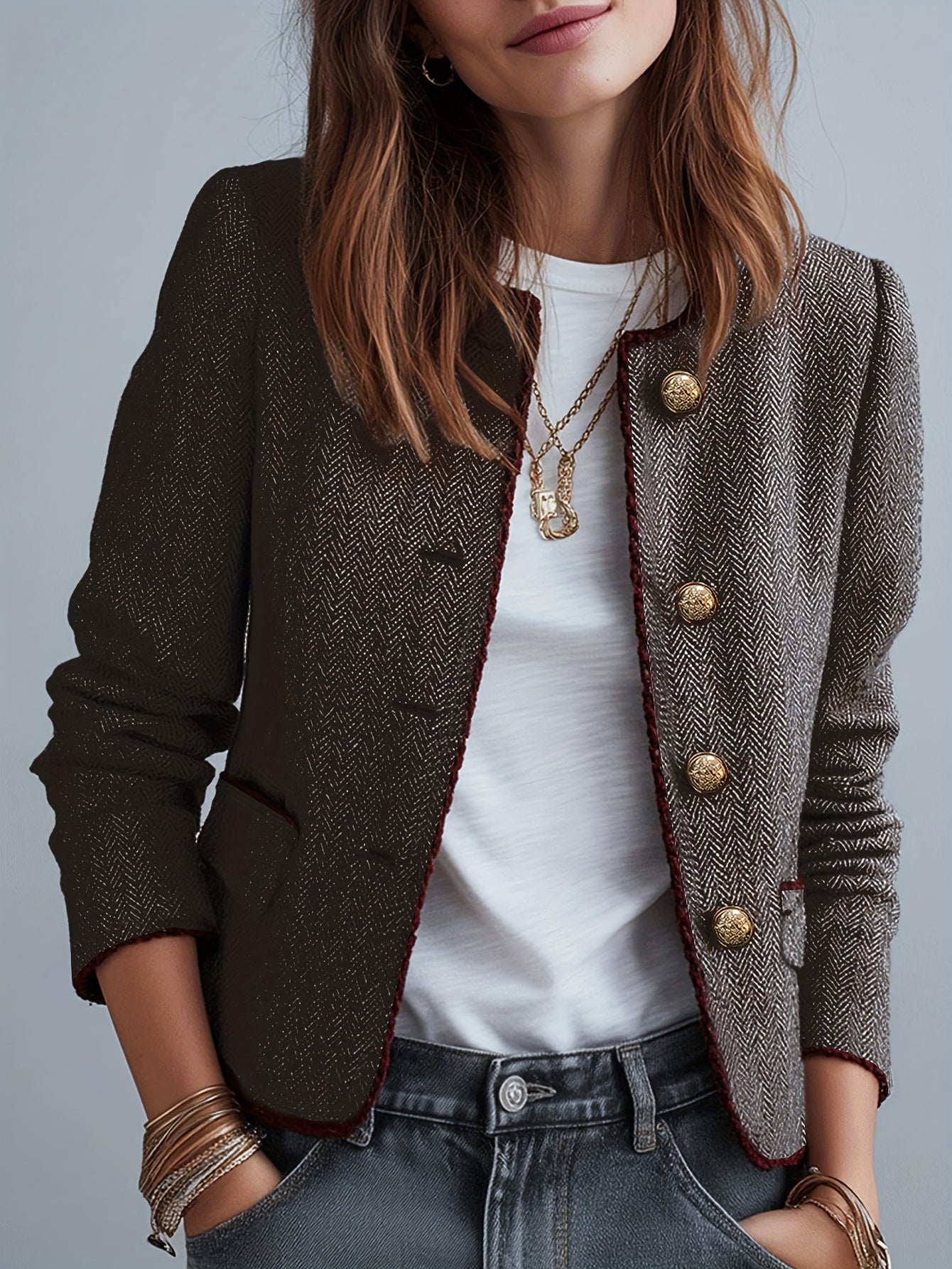 Beatrix | Heritage Style Gold Button Blazer
