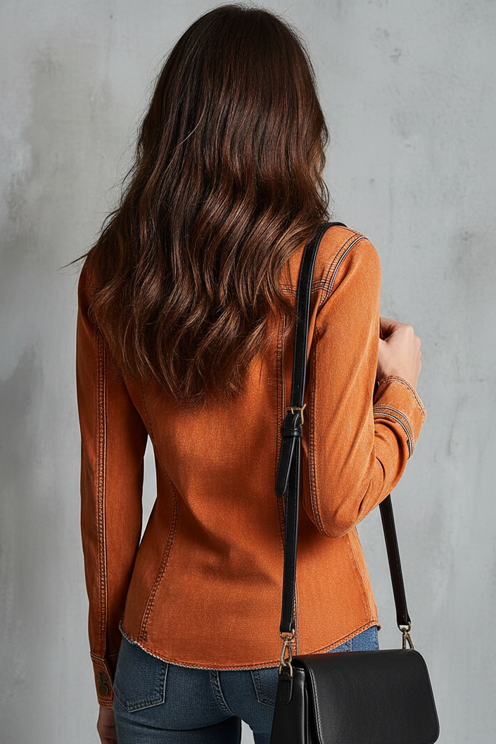 Margot | Washed Orange Denim Jacket