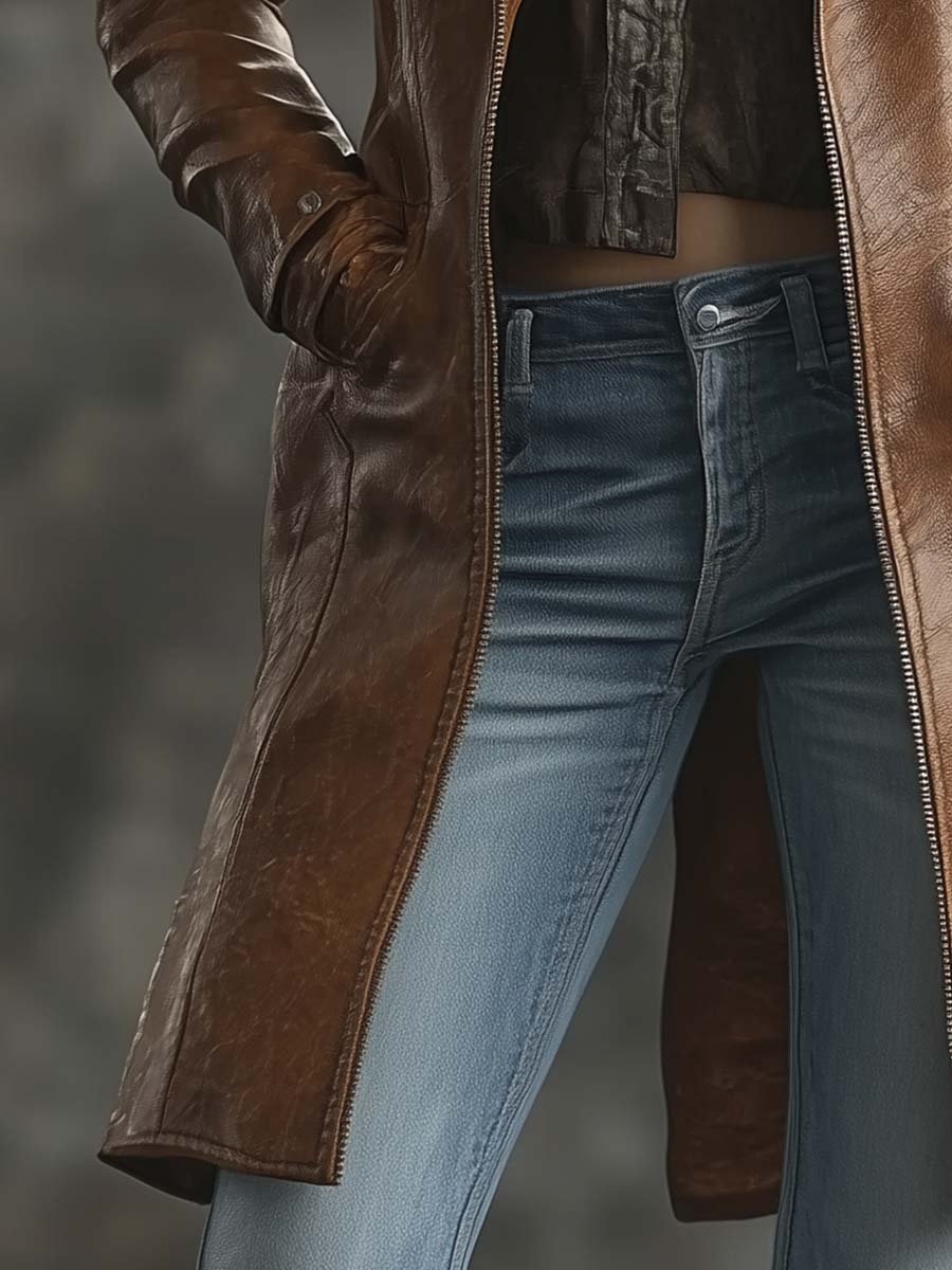 Rowan | Longline Faux Leather Coat