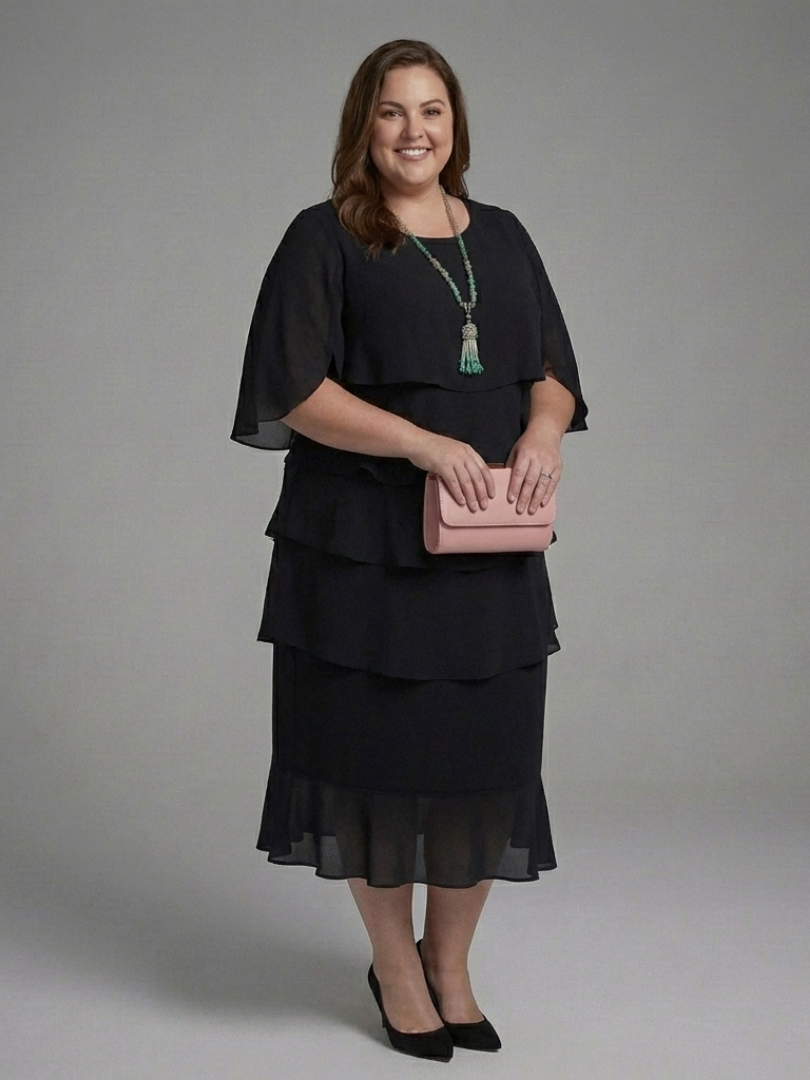 Waverly | Midi Dress with Layered Sleeves