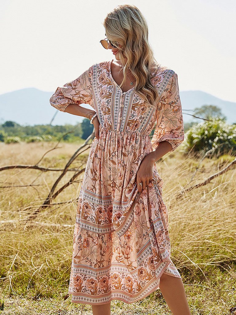 Blossom | Floral Boho Midi Dress