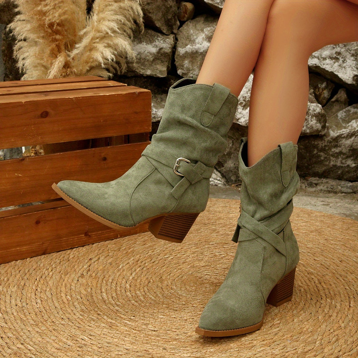 Eleni | Buckle Detail Western Boots