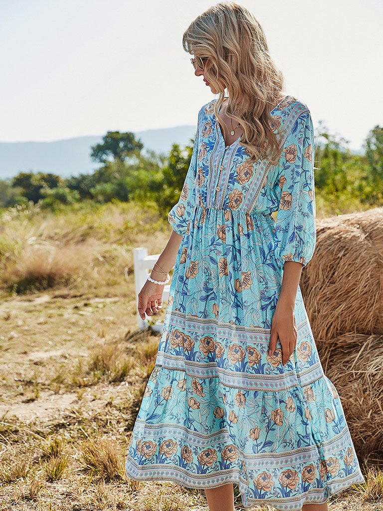Blossom | Floral Boho Midi Dress