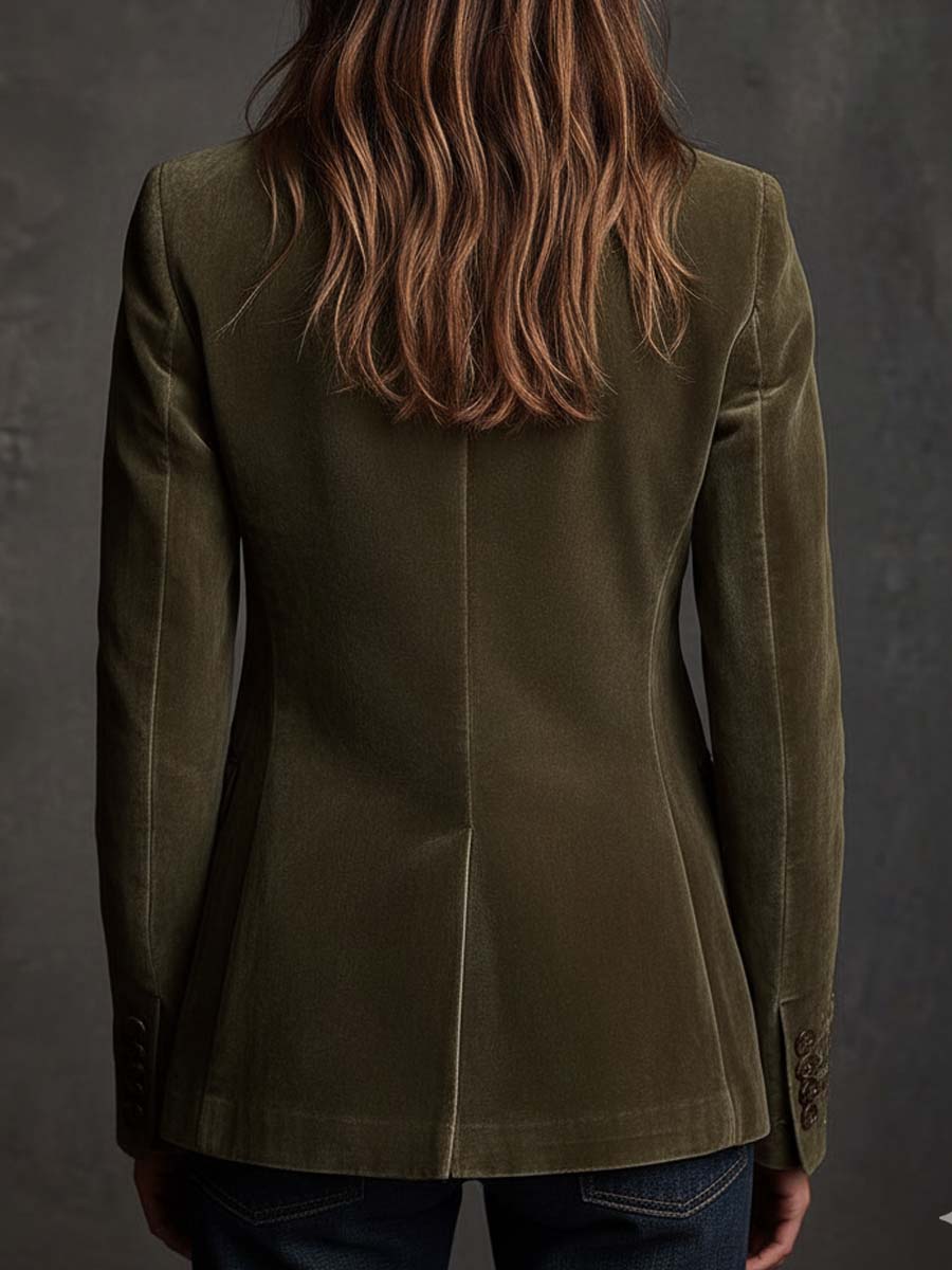 Zaylee | Olive Embroidered Velvet Jacket
