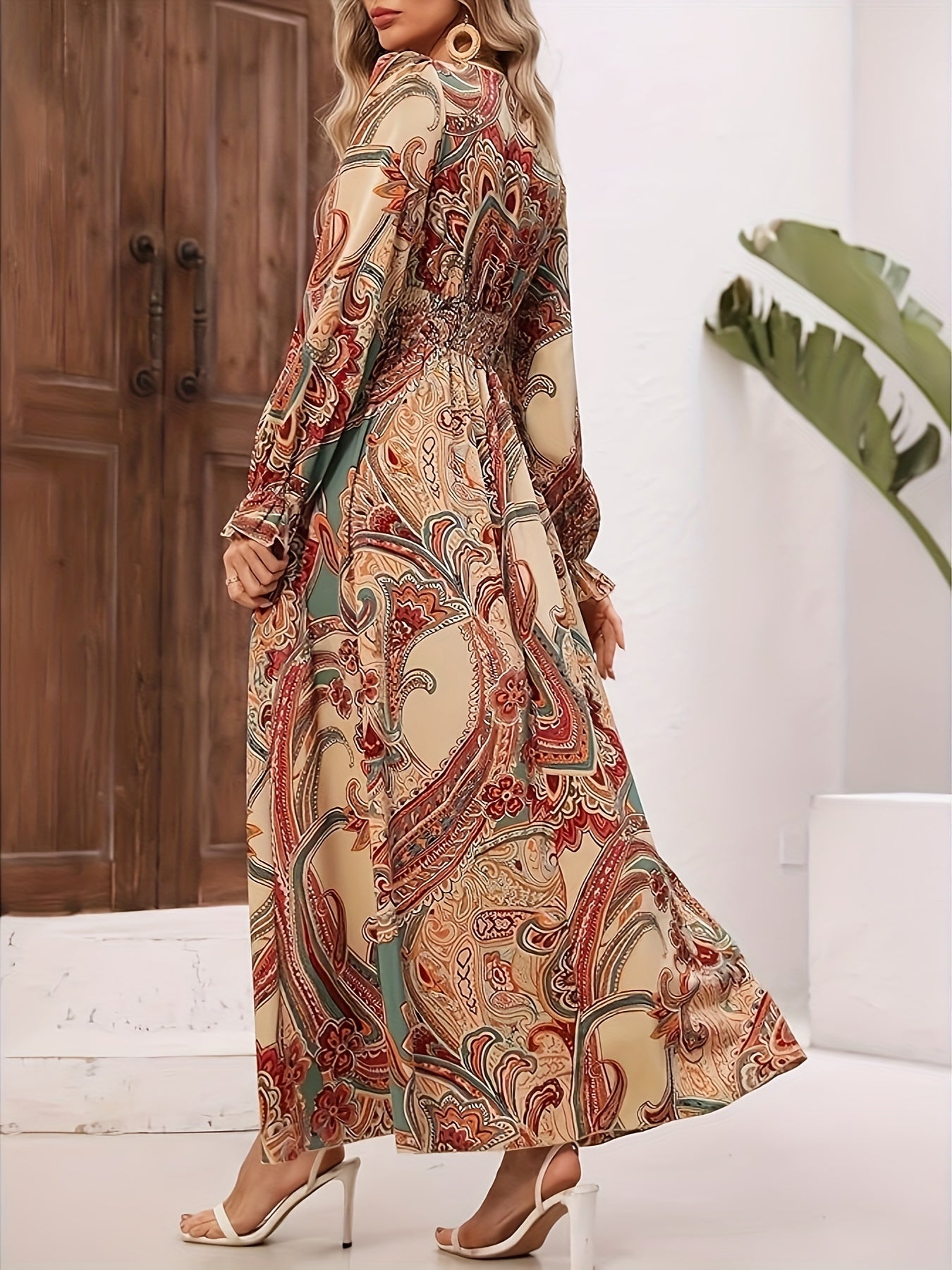 Lakelyn | Paisley Print Dress with Flared Sleeves