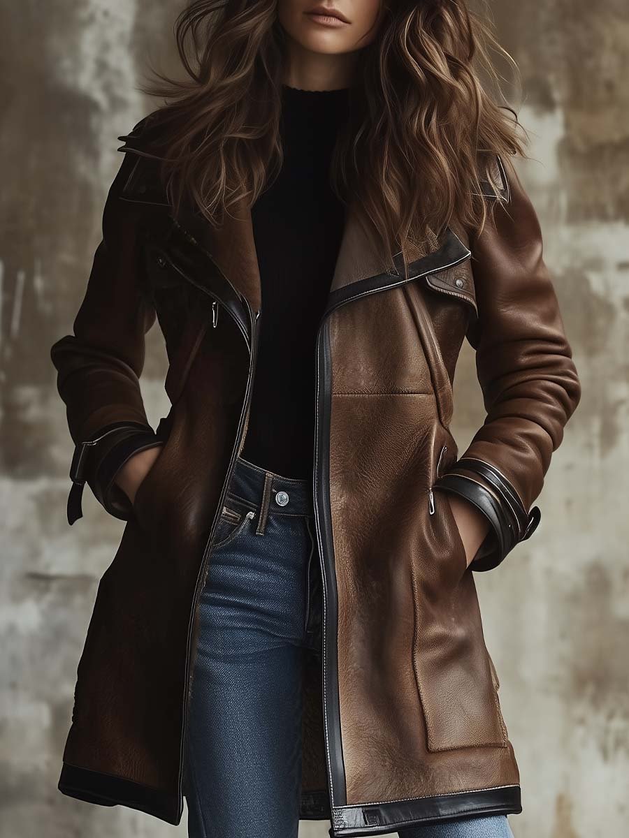 Pia | Longline Faux Leather Coat