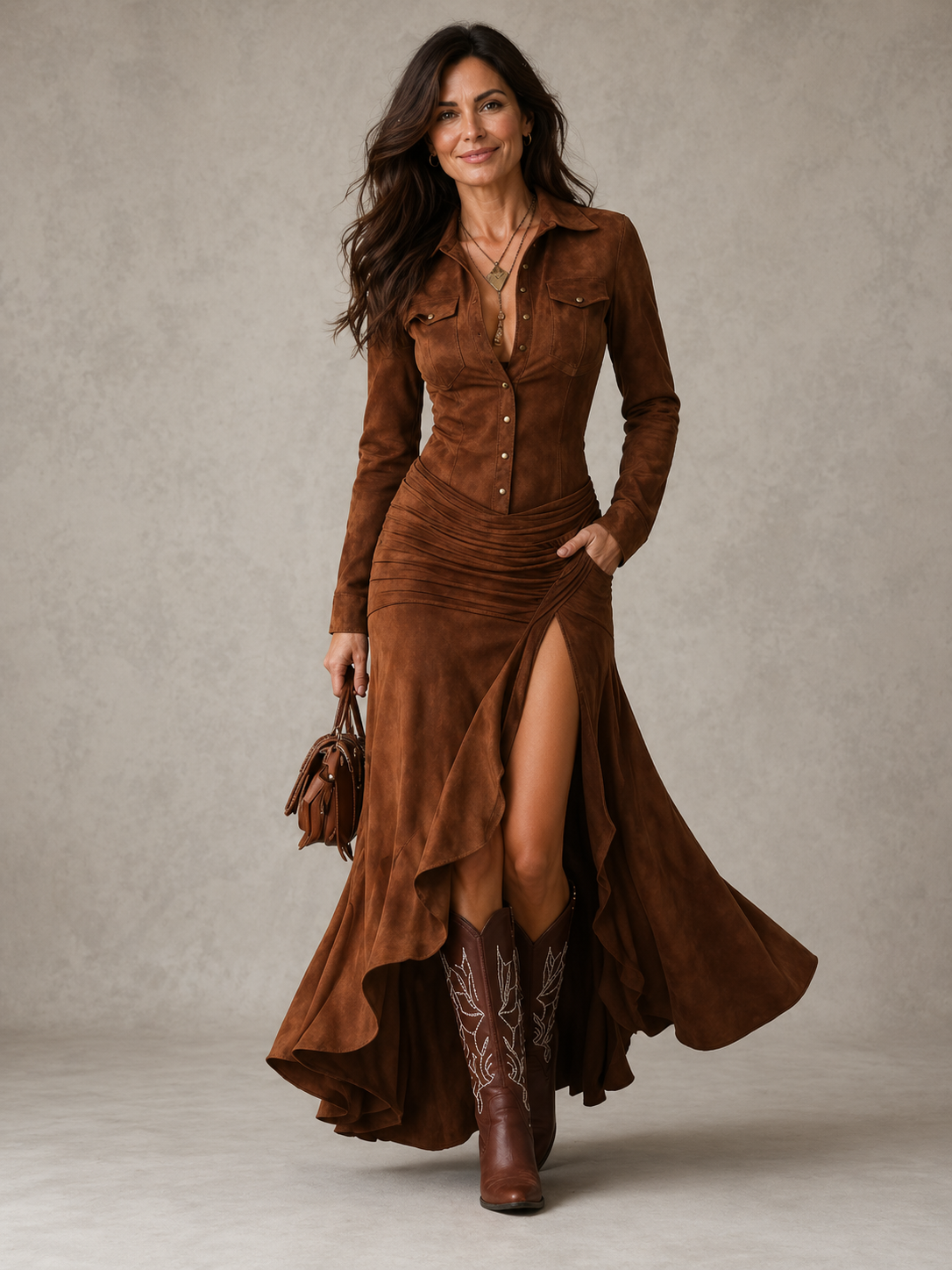 Chloe |  Elegant Button-Up Maxi Dress