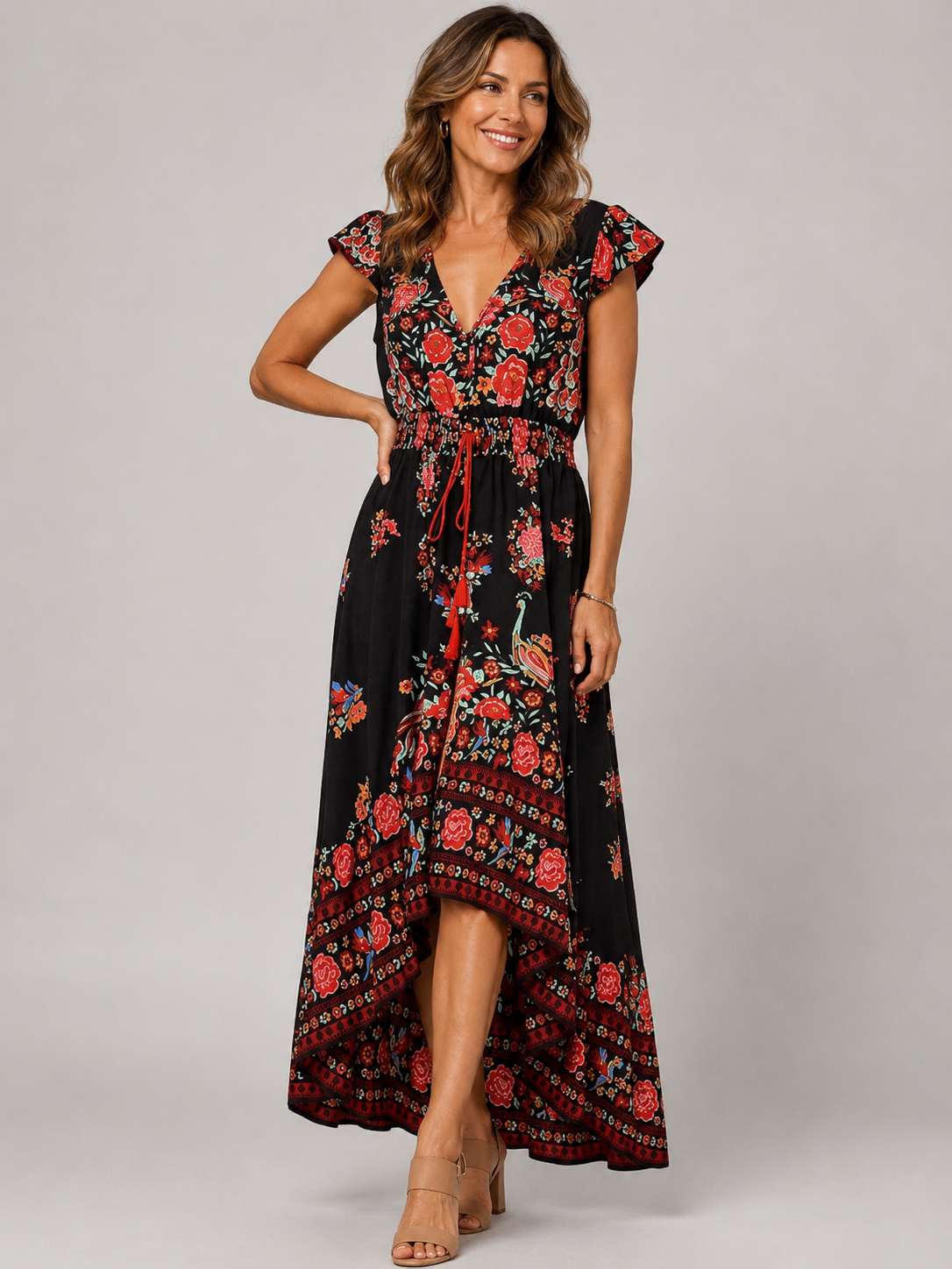 Adalee | Romantic Floral High-Low Dress
