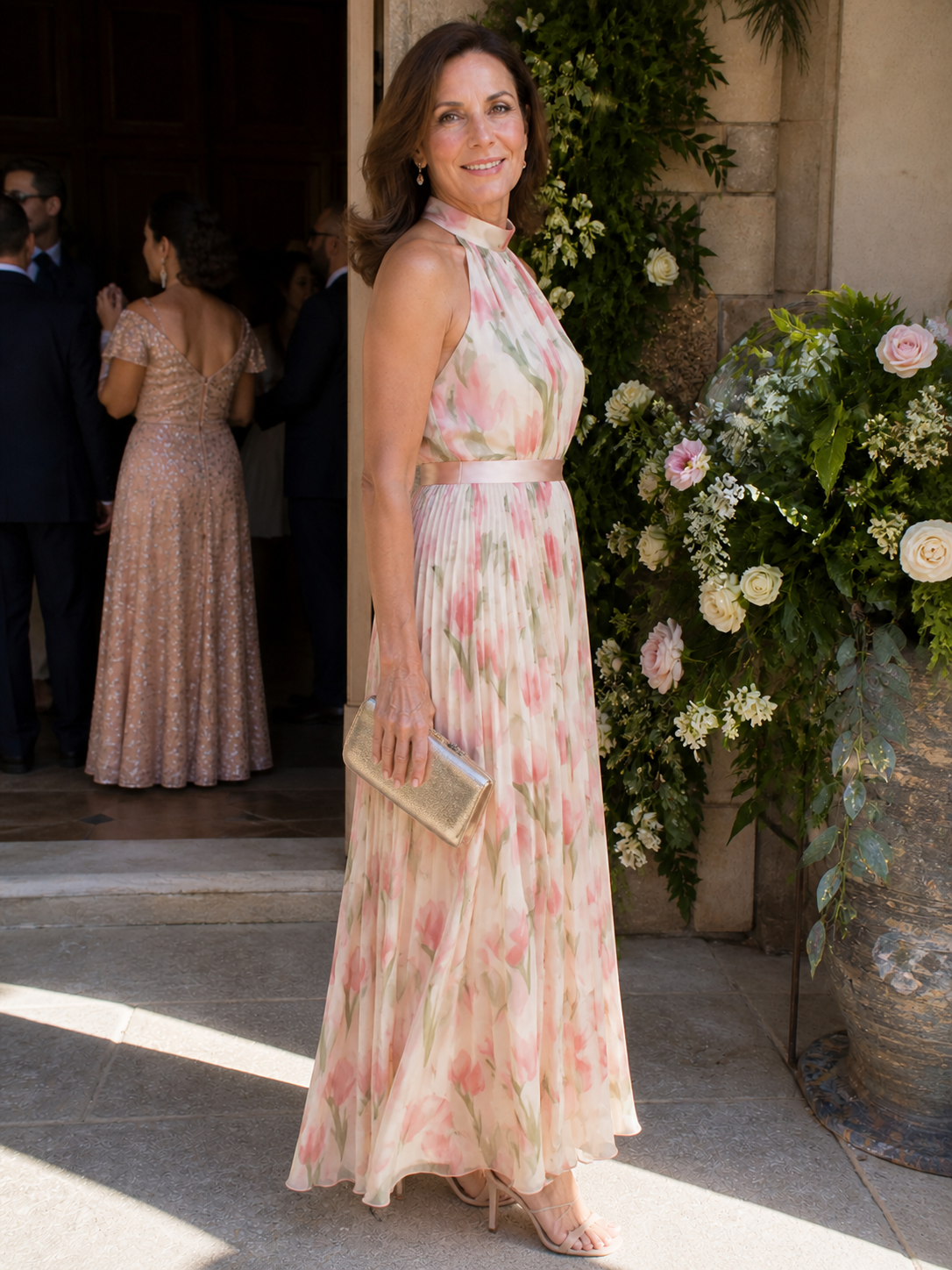 Pepper | Halter Neck Floral Midi Dress