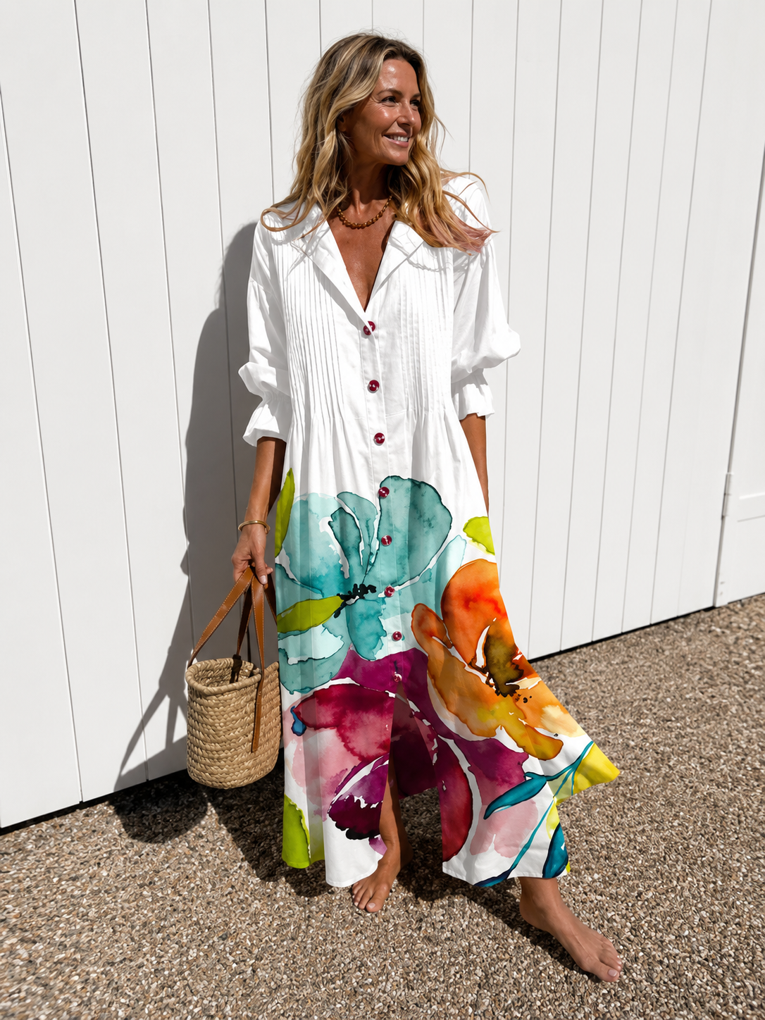 Jorja | Colourful Retro Long Sleeve Dress