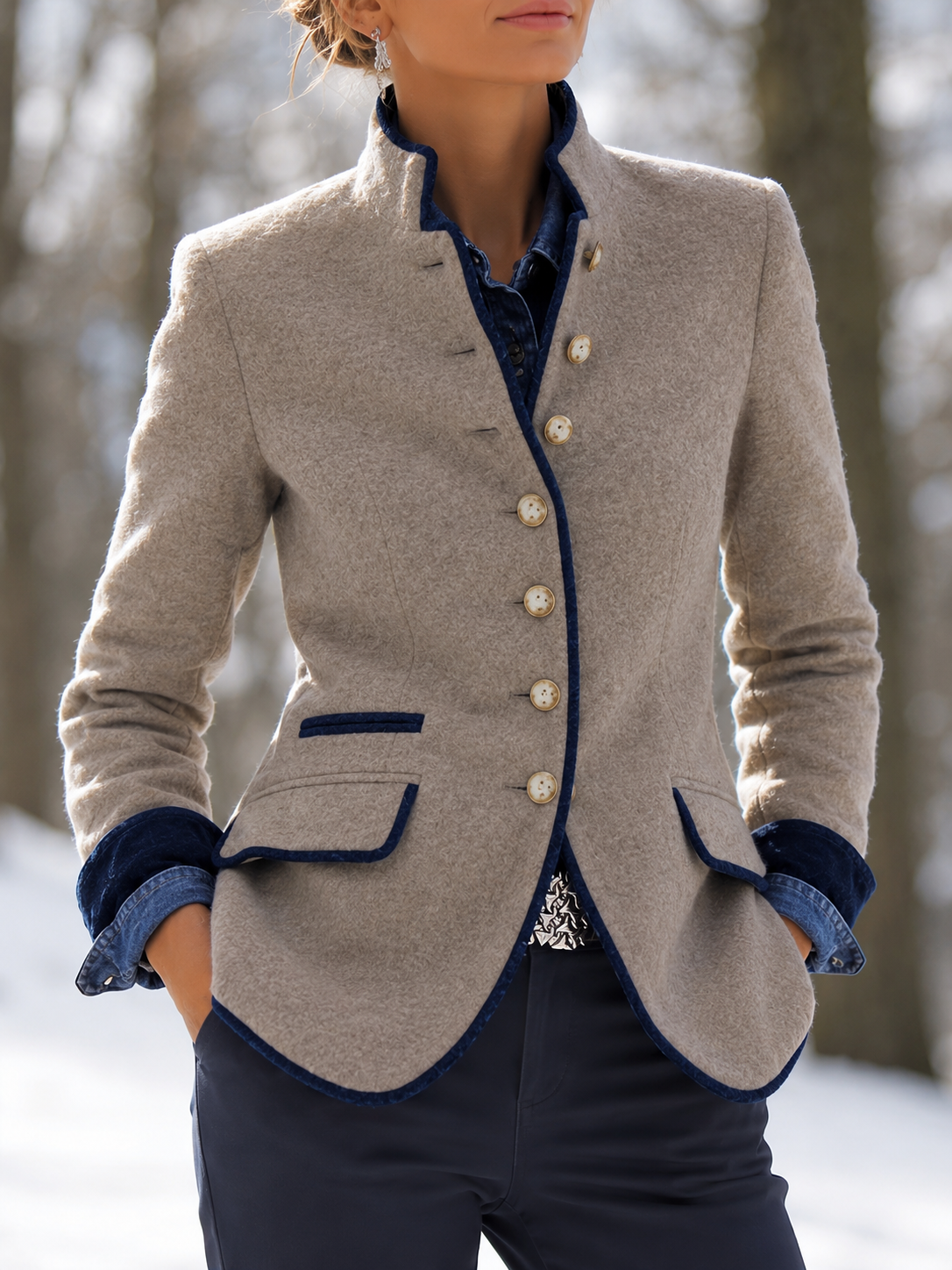 Cleo | Chic Stand-Up Collar Blazer