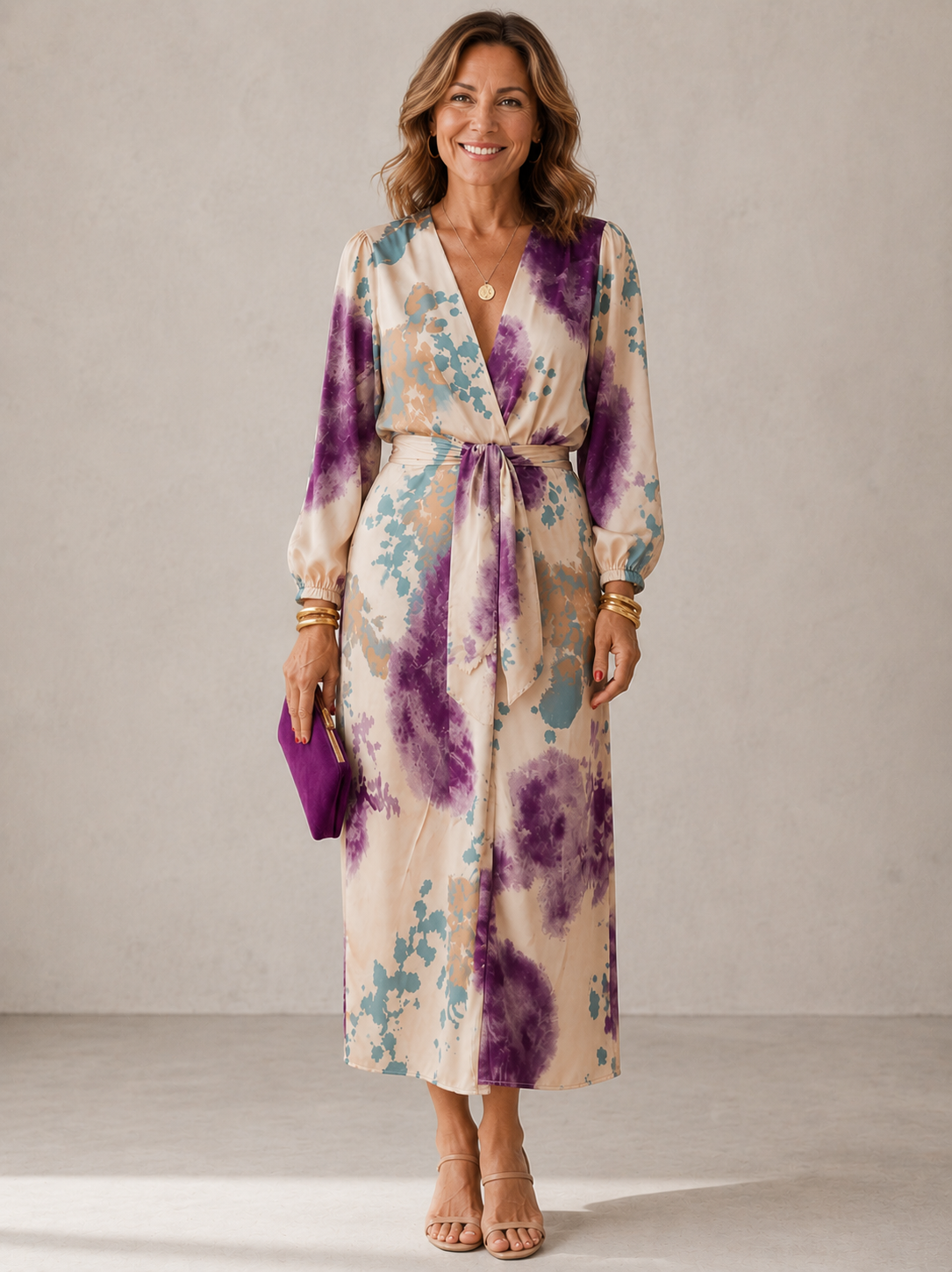 Addison |  Elegant Watercolour Midi Dress