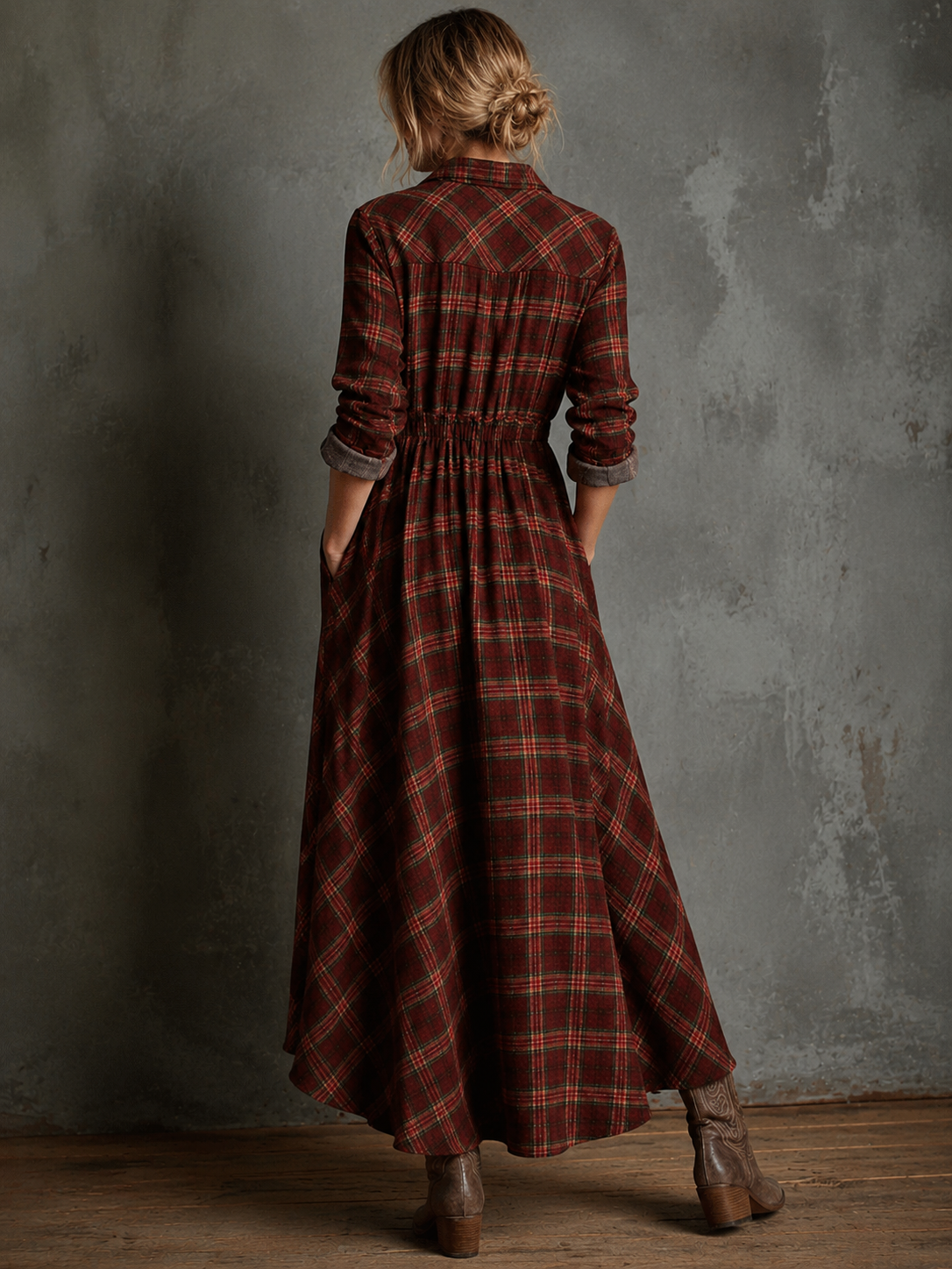 Tallis | Long-sleeved Striped Long Dress