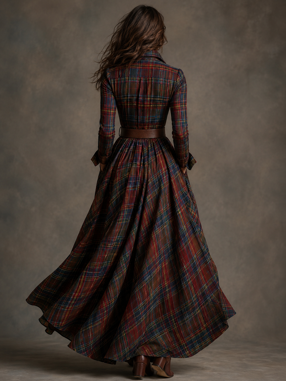 Venetia | Long Sleeve Checkered Dress