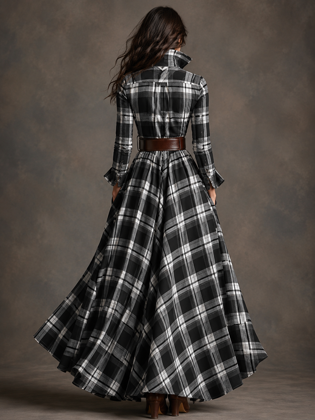 Yvaine | Long Sleeve Checkered Dress