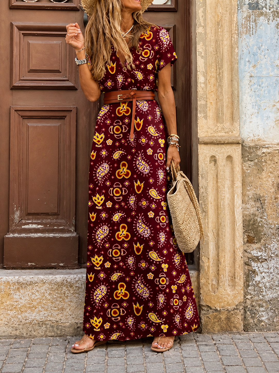 Charissa | Elegant Floral Maxi Dress with Puff Sleeves