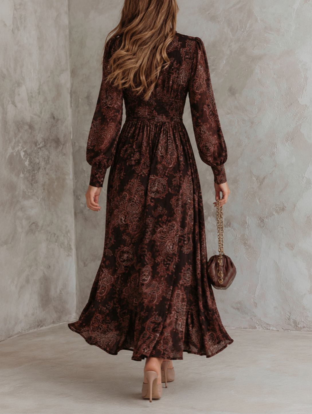 Whitney | Autumn Bohemian Maxi Dress With Zipper