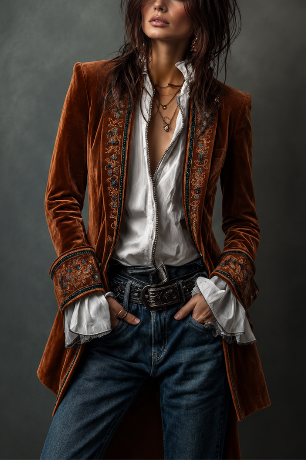 Ravena | Luxe Brown Velvet Jacket