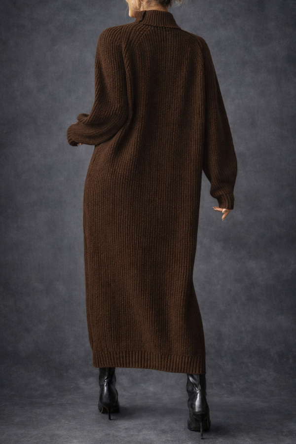 Olive | High Neck Textured Elegant Dress