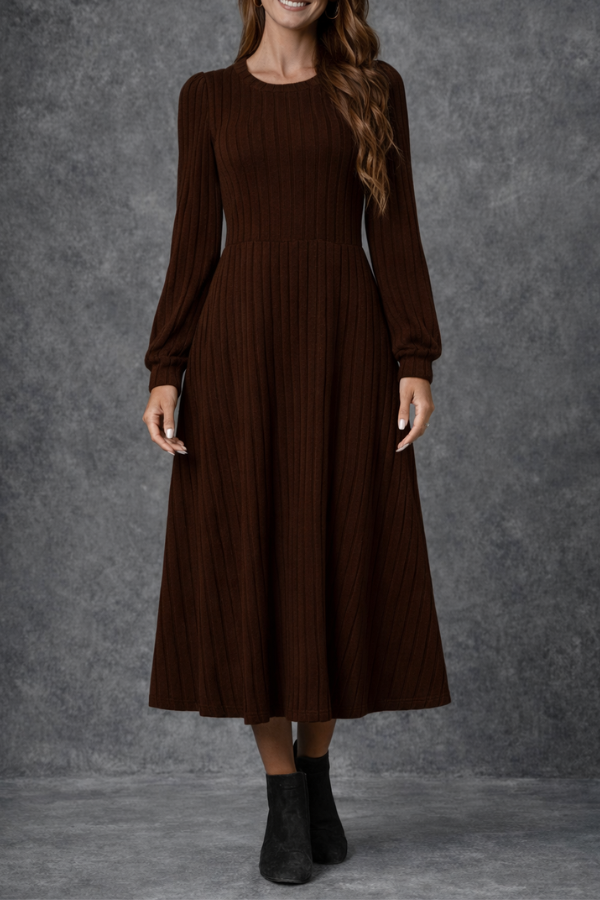 Chloe | Round Neck Long Sleeve Dress