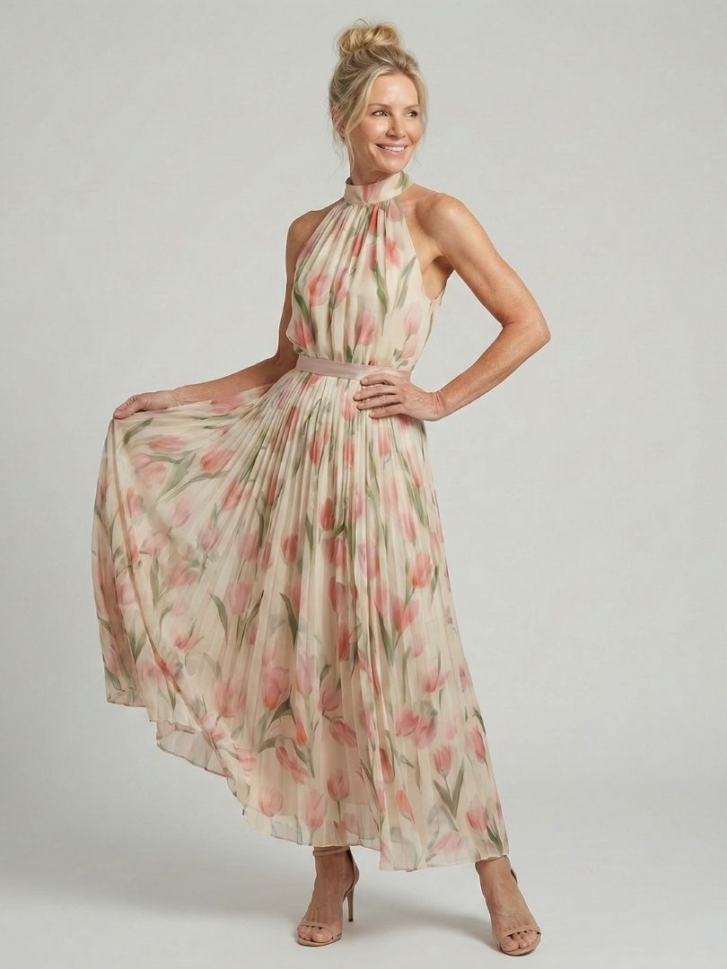 Pepper | Halter Neck Floral Midi Dress