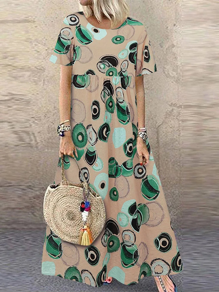 Aubrielle - Vibrant Floral Print Flowing Maxi Dress