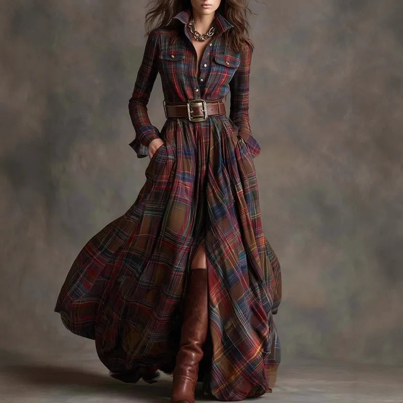 Venetia | Long Sleeve Checkered Dress