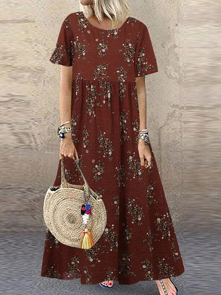 Bebe- Vibrant Floral Print Flowing Maxi Dress