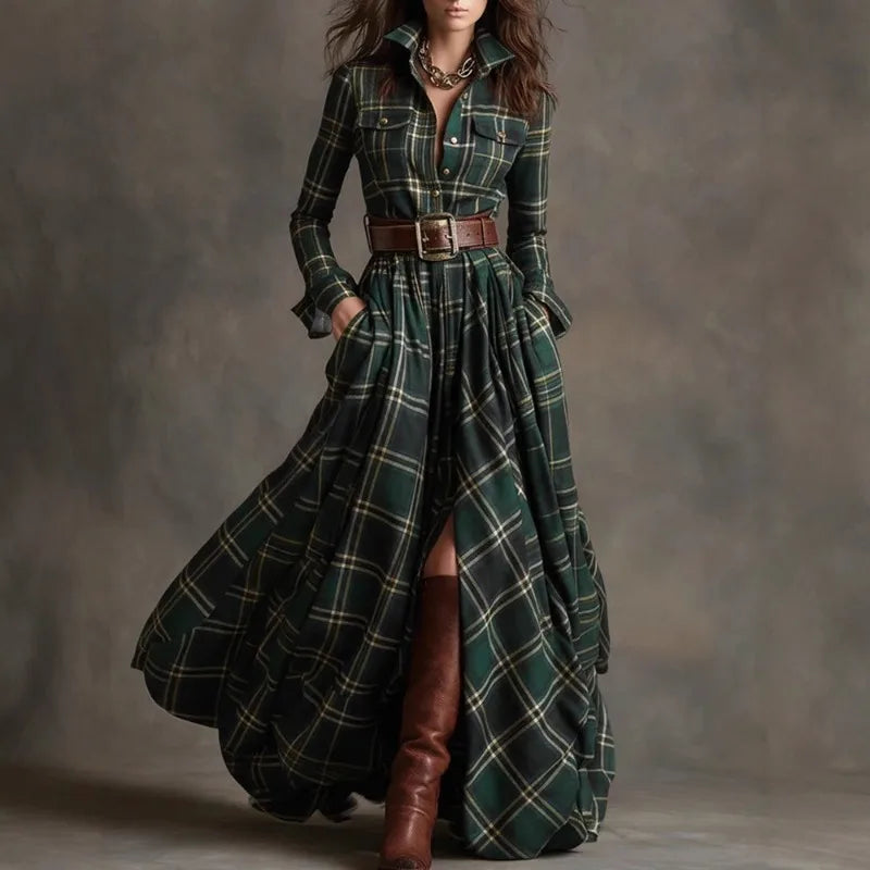 Verona | Long Sleeve Checkered Dress