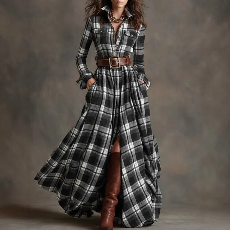 Yvaine | Long Sleeve Checkered Dress