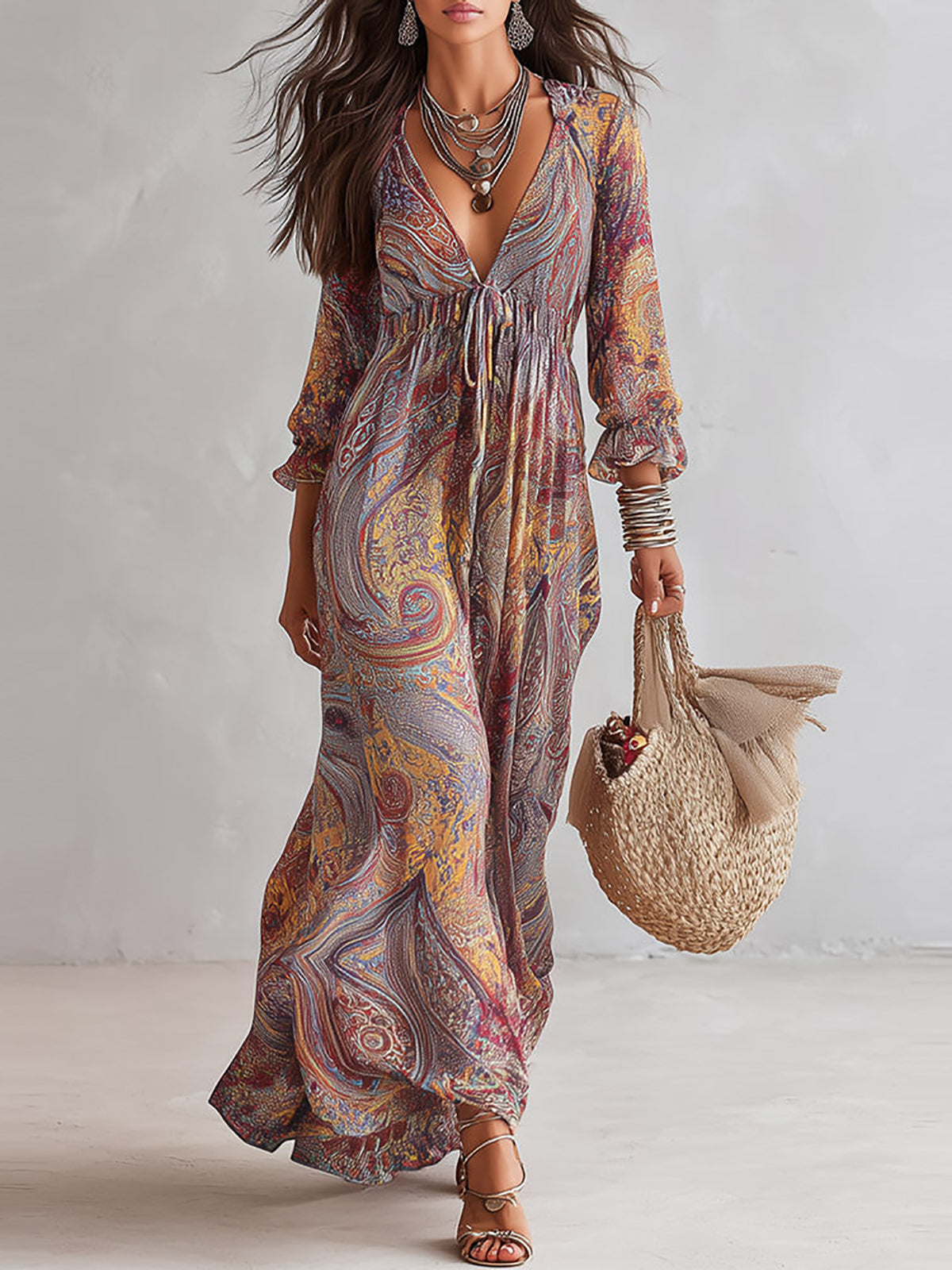 Addison | Bohemian Long Sleeve Maxi Dress