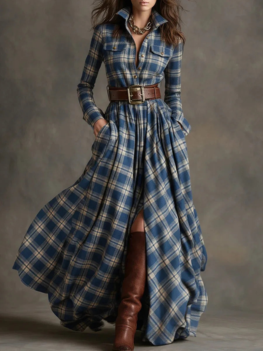 Aislinn | Long Sleeve Checkered Dress