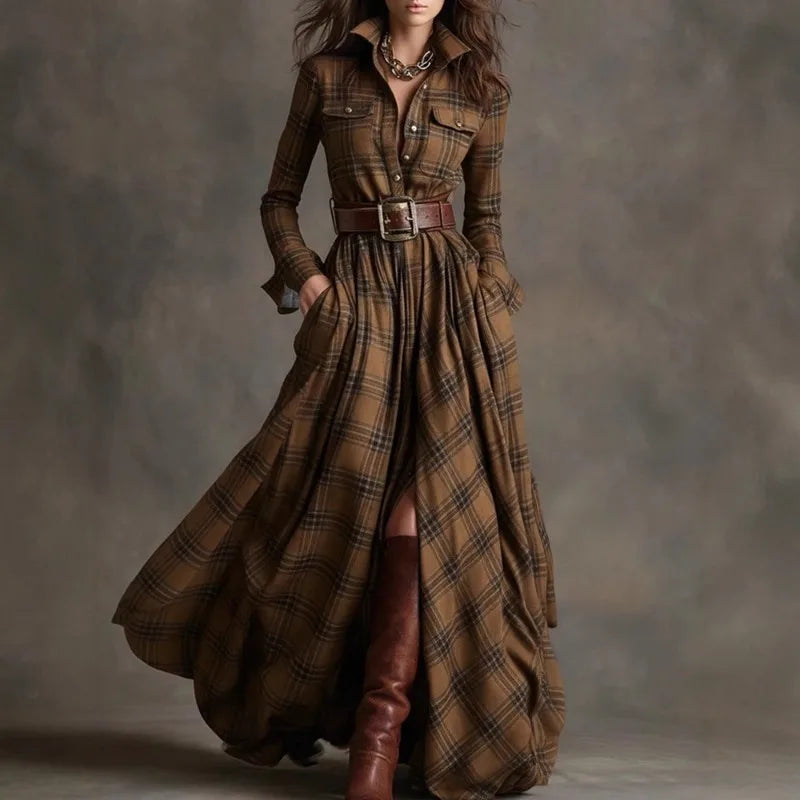 Winsome | Long Sleeve Checkered Dress