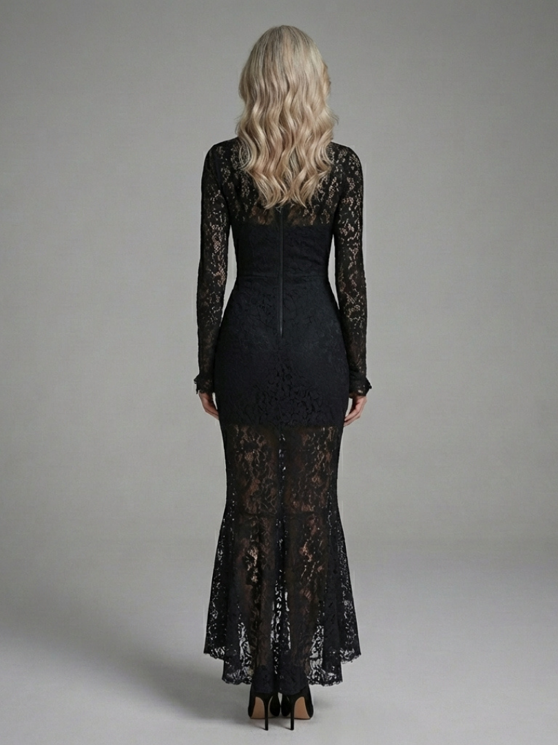 Yaritza | Long sleeves Midi lace dress