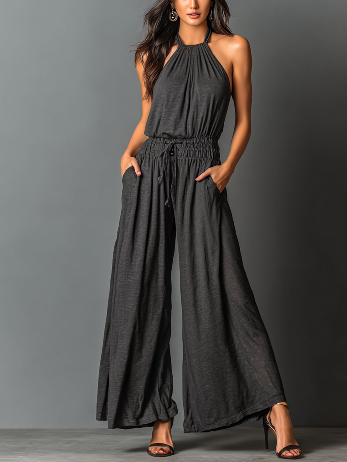Noelani | Elegant Halter Wide-Leg Jumpsuit