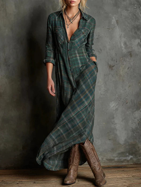 Senna | Long-sleeved Striped Long Dress