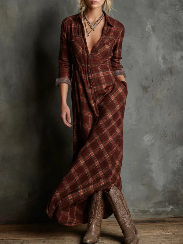 Tallis | Long-sleeved Striped Long Dress