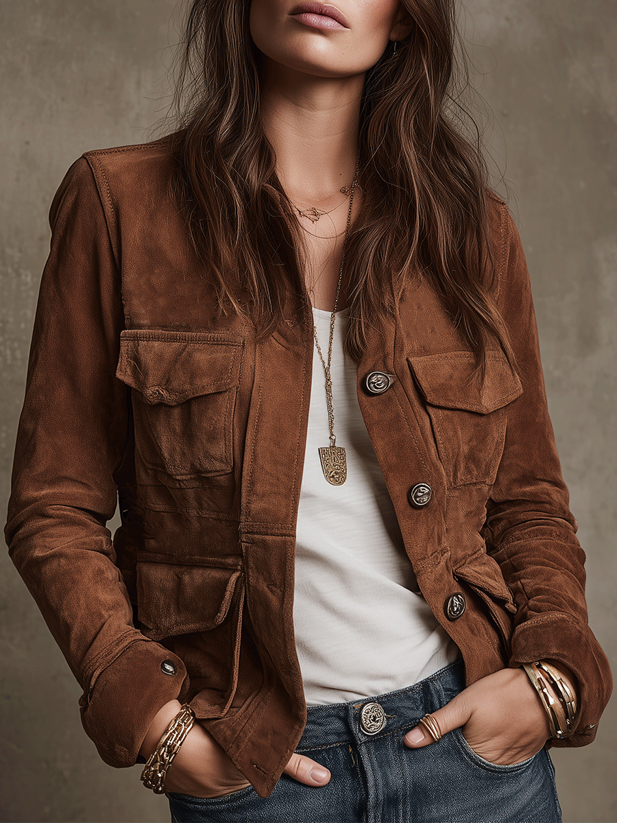 Melody | Brown Suede Field Jacket